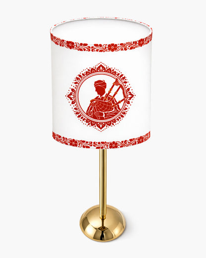 Luxe Round Gold Table Lamp with Linen Fabric Drum Shade, Modern Decorative Bedside Lamp for Bedroom & Study Table, Living Room & Side Table, Cylinde Shade