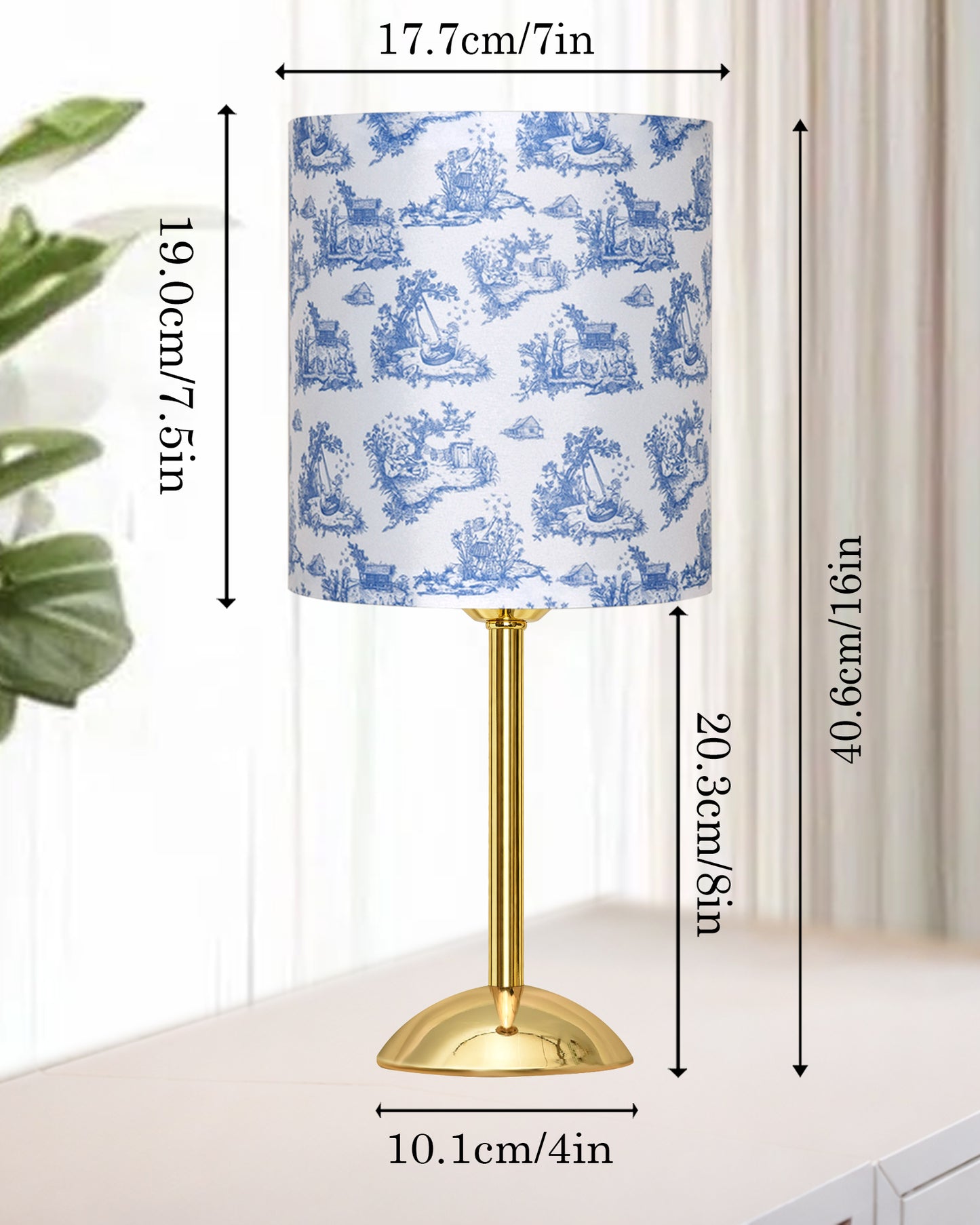 Luxe Round Gold Table Lamp with Linen Fabric Drum Shade, Modern Decorative Bedside Lamp for Bedroom & Study Table, Living Room & Side Table, Cylinde Shade