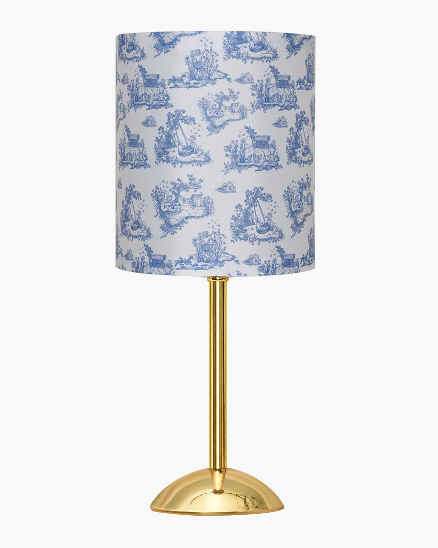 Luxe Round Gold Table Lamp with Linen Fabric Drum Shade, Modern Decorative Bedside Lamp for Bedroom & Study Table, Living Room & Side Table, Cylinde Shade