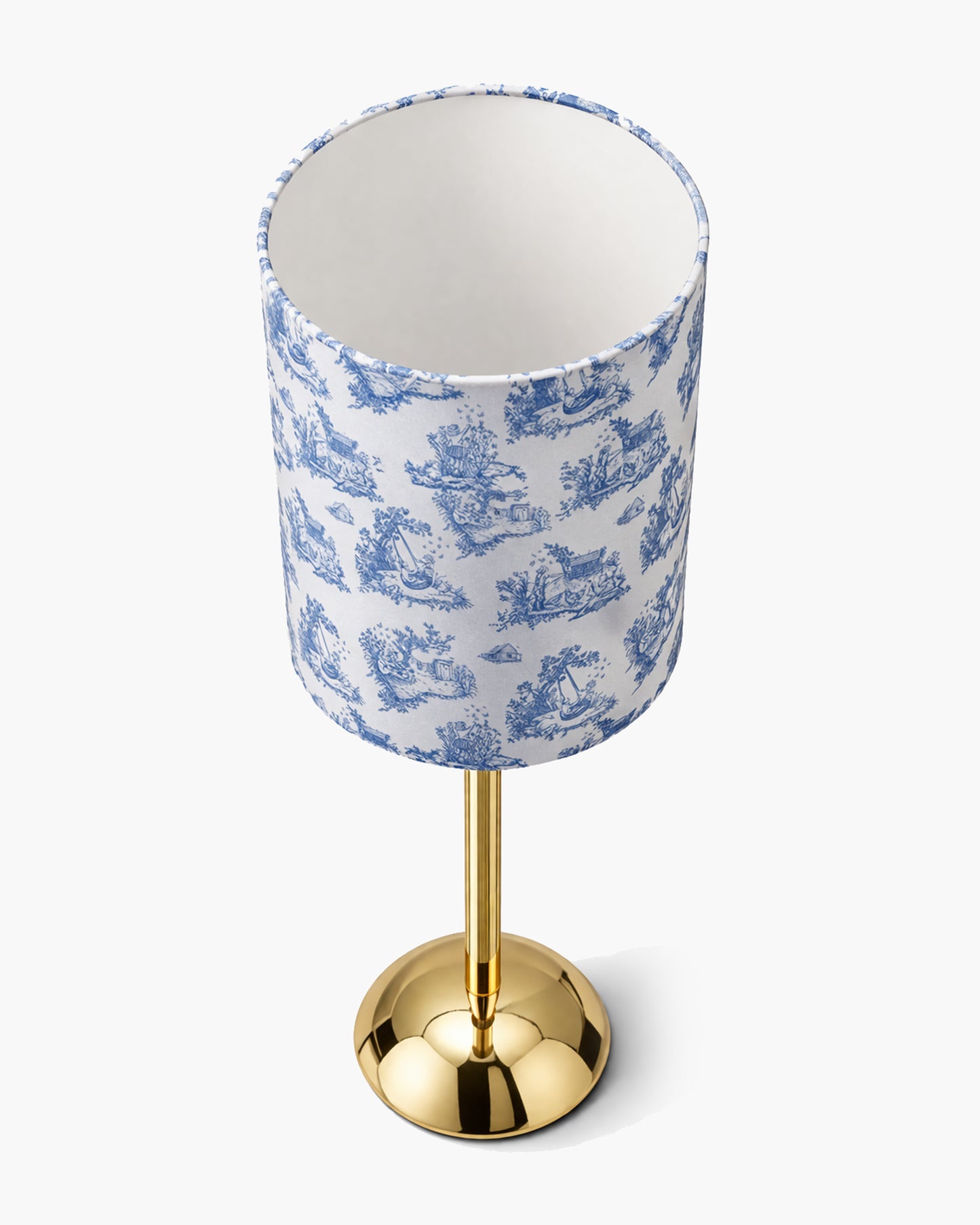 Luxe Round Gold Table Lamp with Linen Fabric Drum Shade, Modern Decorative Bedside Lamp for Bedroom & Study Table, Living Room & Side Table, Cylinde Shade