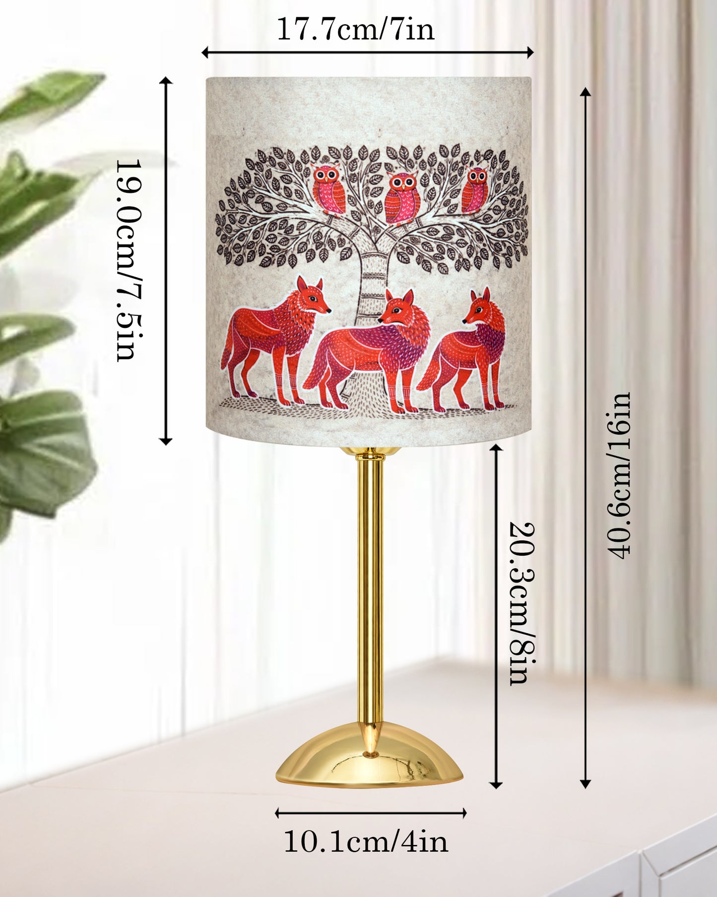 Luxe Round Gold Table Lamp with Linen Fabric Drum Shade, Modern Decorative Bedside Lamp for Bedroom & Study Table, Living Room & Side Table, Cylinde Shade