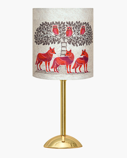 Luxe Round Gold Table Lamp with Linen Fabric Drum Shade, Modern Decorative Bedside Lamp for Bedroom & Study Table, Living Room & Side Table, Cylinde Shade