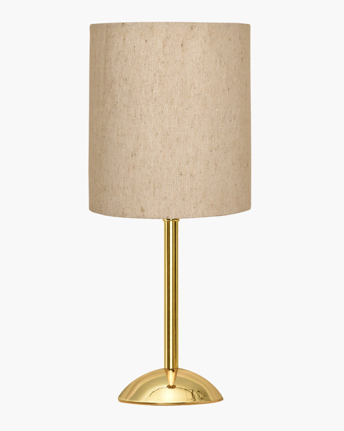 Luxe Round Gold Table Lamp with Linen Fabric Drum Shade, Modern Decorative Bedside Lamp for Bedroom & Study Table, Living Room & Side Table, Cylinde Shade