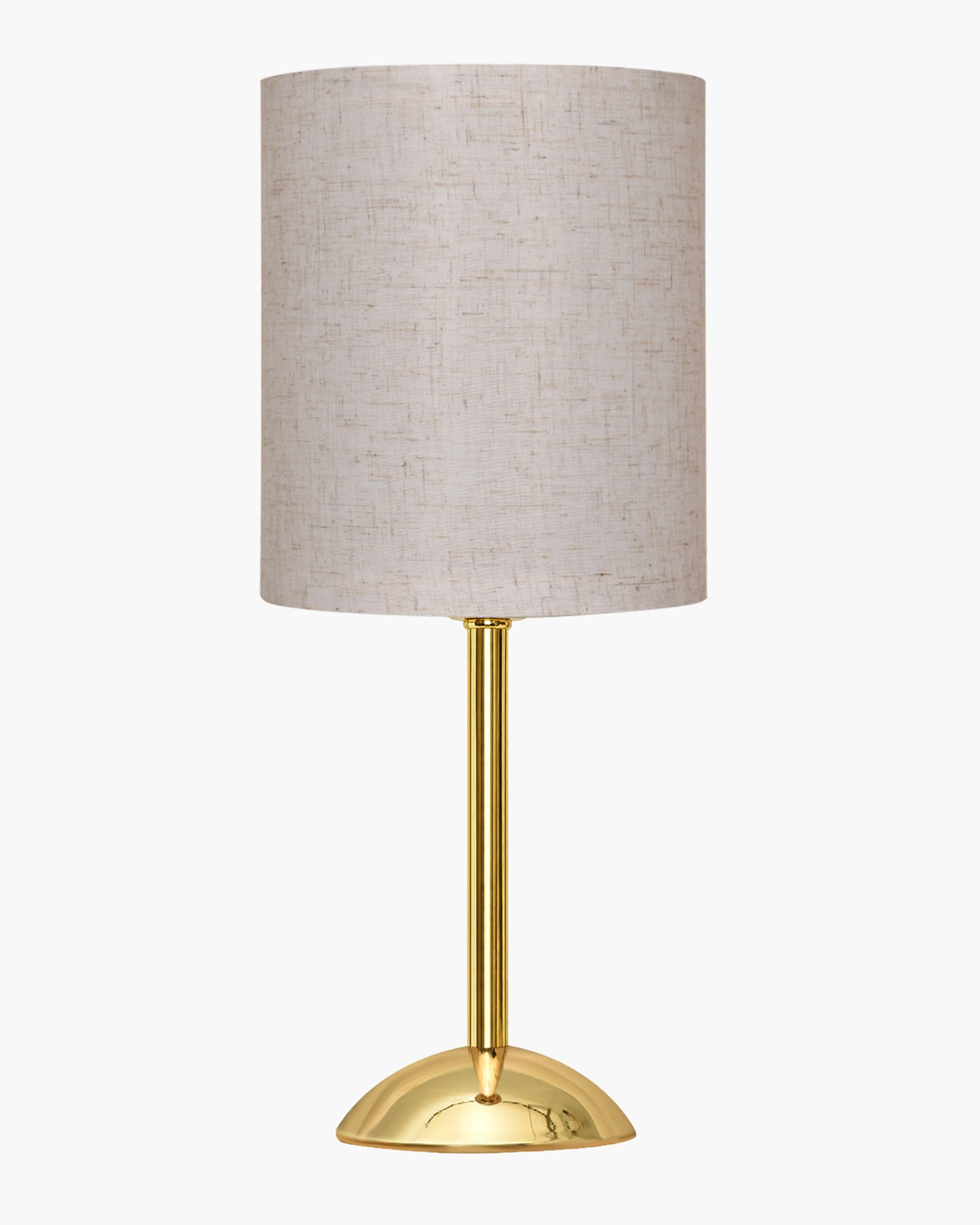 Luxe Round Gold Table Lamp with Linen Fabric Drum Shade, Modern Decorative Bedside Lamp for Bedroom & Study Table, Living Room & Side Table, Cylinde Shade