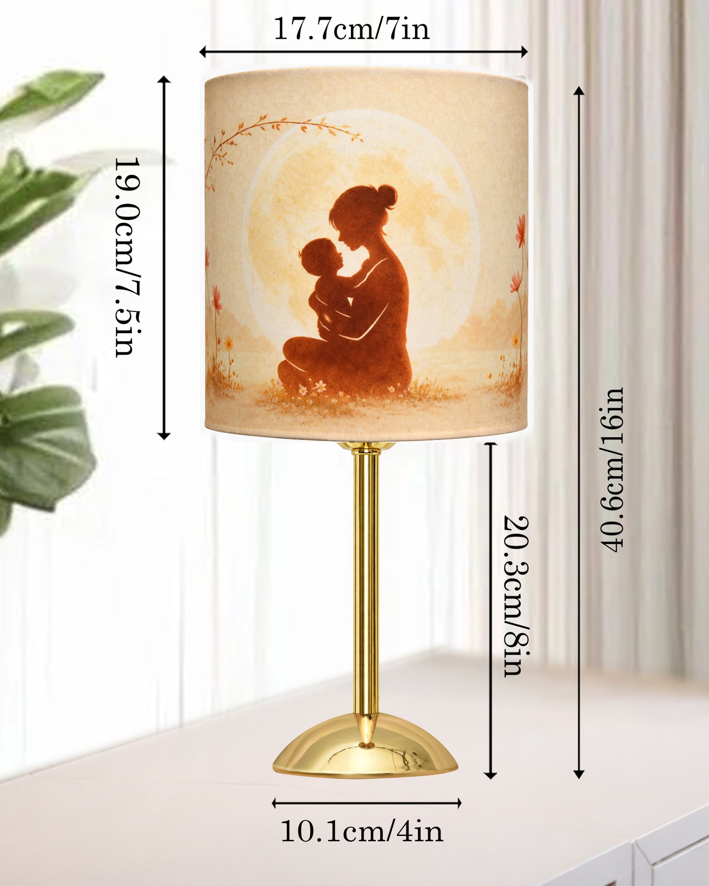 Luxe Round Gold Table Lamp with Linen Fabric Drum Shade, Modern Decorative Bedside Lamp for Bedroom & Study Table, Living Room & Side Table, Cylinde Shade