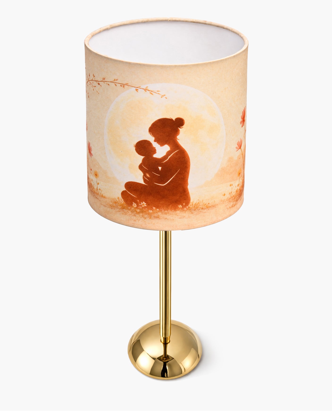 Luxe Round Gold Table Lamp with Linen Fabric Drum Shade, Modern Decorative Bedside Lamp for Bedroom & Study Table, Living Room & Side Table, Cylinde Shade