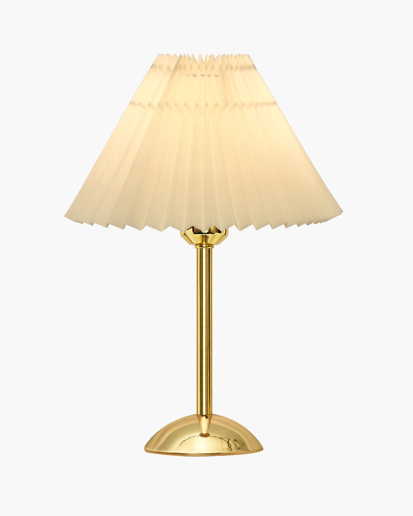 Luxe Round Gold Table Lamp with Linen Fabric Drum Shade, Modern Decorative Bedside Lamp for Bedroom & Study Table, Living Room & Side Table, Pleated Shade