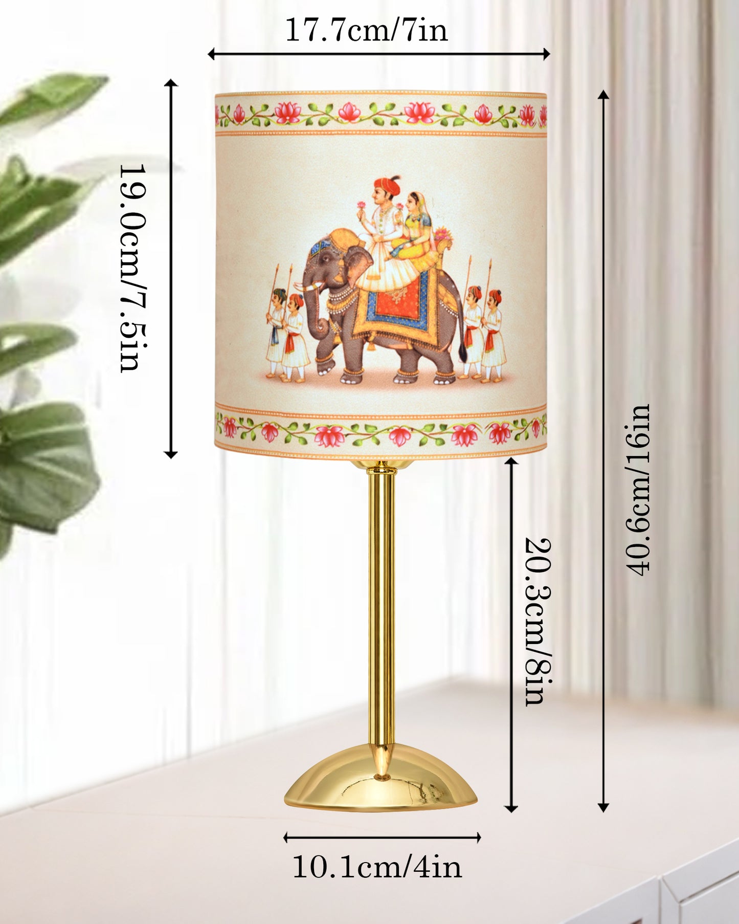 Luxe Round Gold Table Lamp with Linen Fabric Drum Shade, Modern Decorative Bedside Lamp for Bedroom & Study Table, Living Room & Side Table, Cylinde Shade