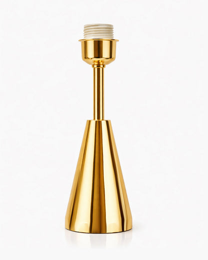 Luxe Cone Gold Table Lamp with Linen Fabric Drum Shade, Modern Decorative Bedside Lamp for Bedroom & Study Table, Living Room & Side Table, Cylinde Shade