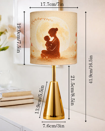 Luxe Cone Gold Table Lamp with Linen Fabric Drum Shade, Modern Decorative Bedside Lamp for Bedroom & Study Table, Living Room & Side Table, Cylinde Shade