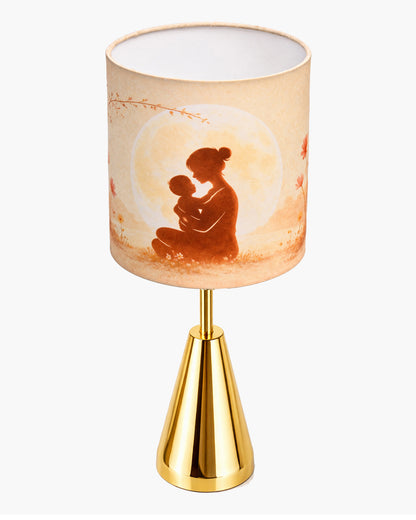Luxe Cone Gold Table Lamp with Linen Fabric Drum Shade, Modern Decorative Bedside Lamp for Bedroom & Study Table, Living Room & Side Table, Cylinde Shade