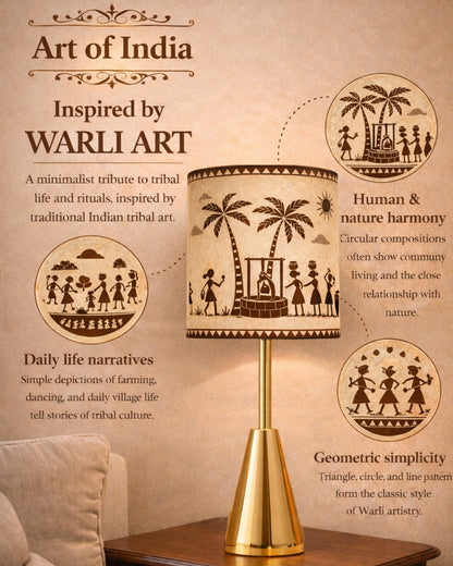 Luxe Cone Gold Table Lamp with Linen Fabric Drum Shade, Modern Decorative Bedside Lamp for Bedroom & Study Table, Living Room & Side Table, Cylinde Shade