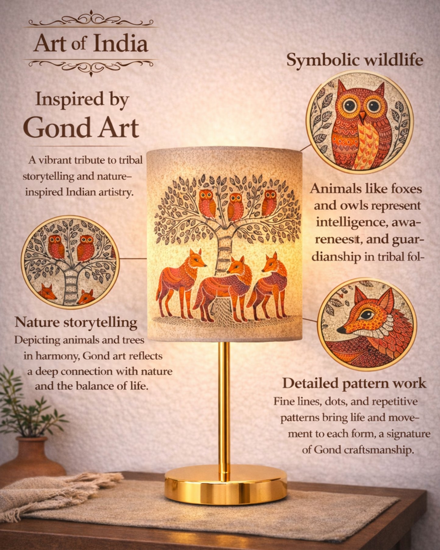 Luxe Flat Gold Table Lamp with Linen Fabric Drum Shade, Modern Decorative Bedside Lamp for Bedroom & Study Table, Living Room & Side Table, Cylinde Shade
