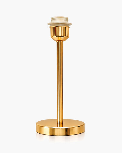 Luxe Flat Gold Table Lamp with Linen Fabric Drum Shade, Modern Decorative Bedside Lamp for Bedroom & Study Table, Living Room & Side Table, Cylinde Shade