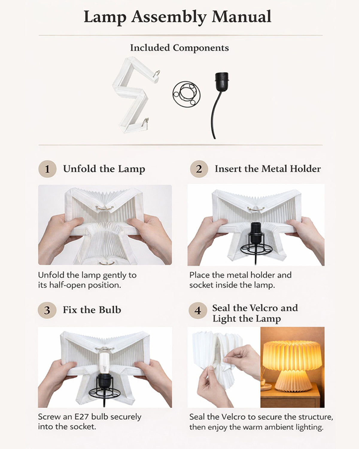 Homesake® Modern Origami LED Table Lamp | Foldable Bedside Night Lamp with Warm White Light | Minimalist Japanese Desk Lamp for Bedroom, Living Room, Office & Home Décor