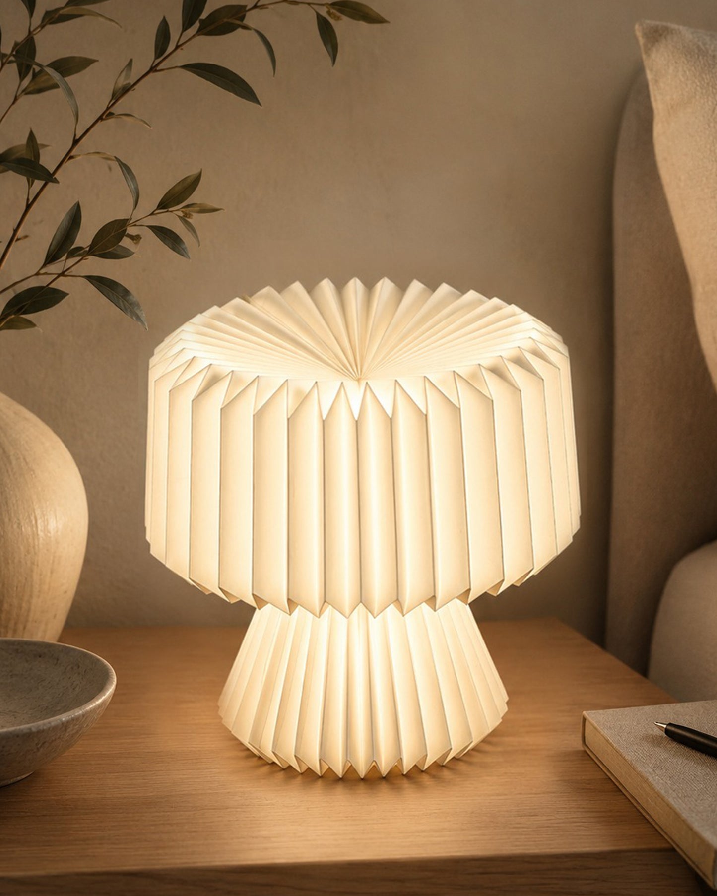 Homesake® Modern Origami LED Table Lamp | Foldable Bedside Night Lamp with Warm White Light | Minimalist Japanese Desk Lamp for Bedroom, Living Room, Office & Home Décor