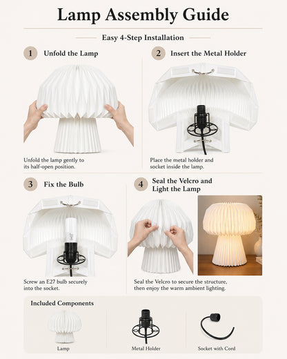 Homesake® Modern Origami LED Table Lamp | Foldable Bedside Night Lamp with Warm White Light | Minimalist Japanese Desk Lamp for Bedroom, Living Room, Office & Home Décor