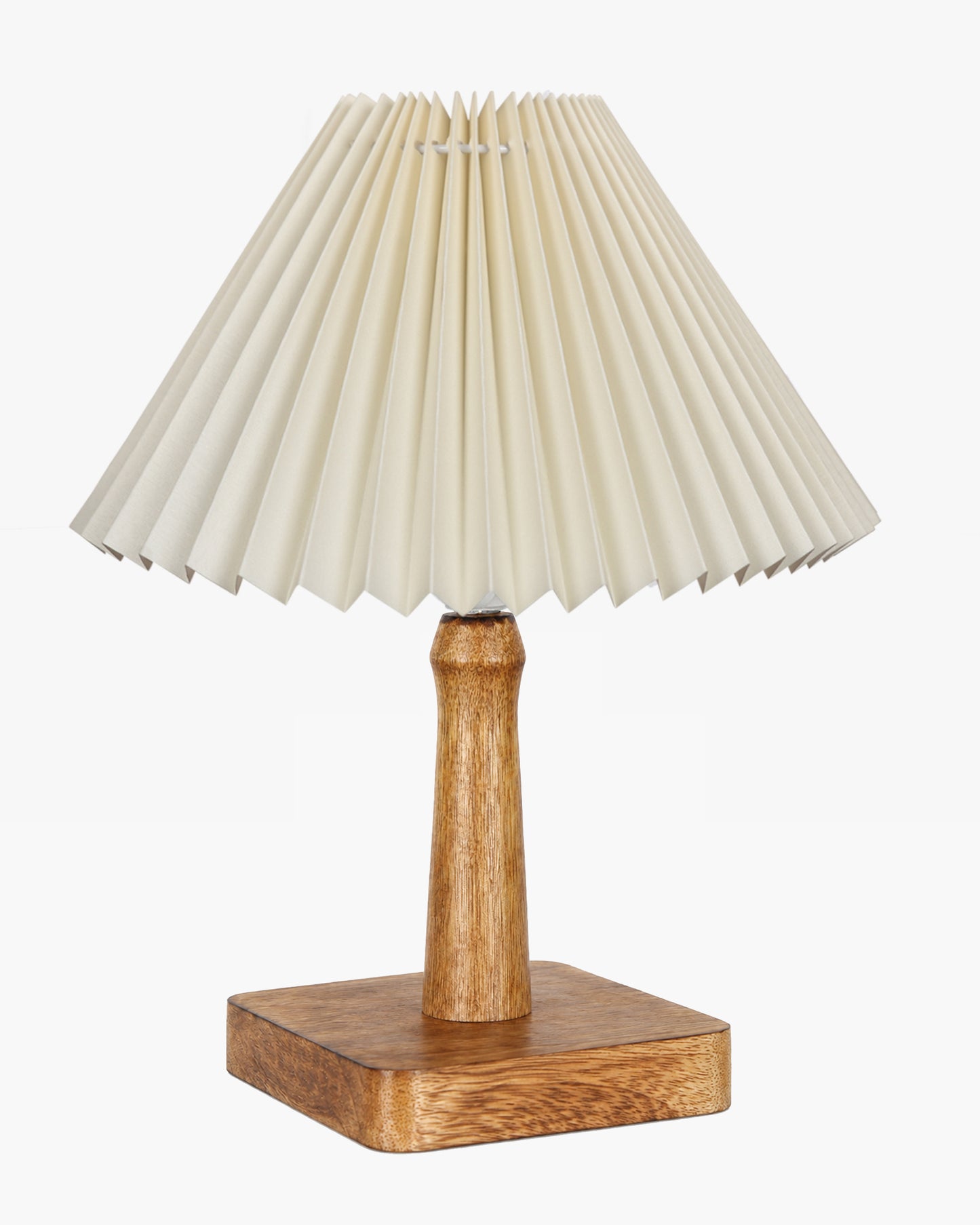 Kyoto Pleated Wooden Table Lamp for Bedroom, Bedside & Living Room | Nordic Aesthetic Ambient Light | Home Decorative Wooden Desk Lamp, (Pleated Shade)