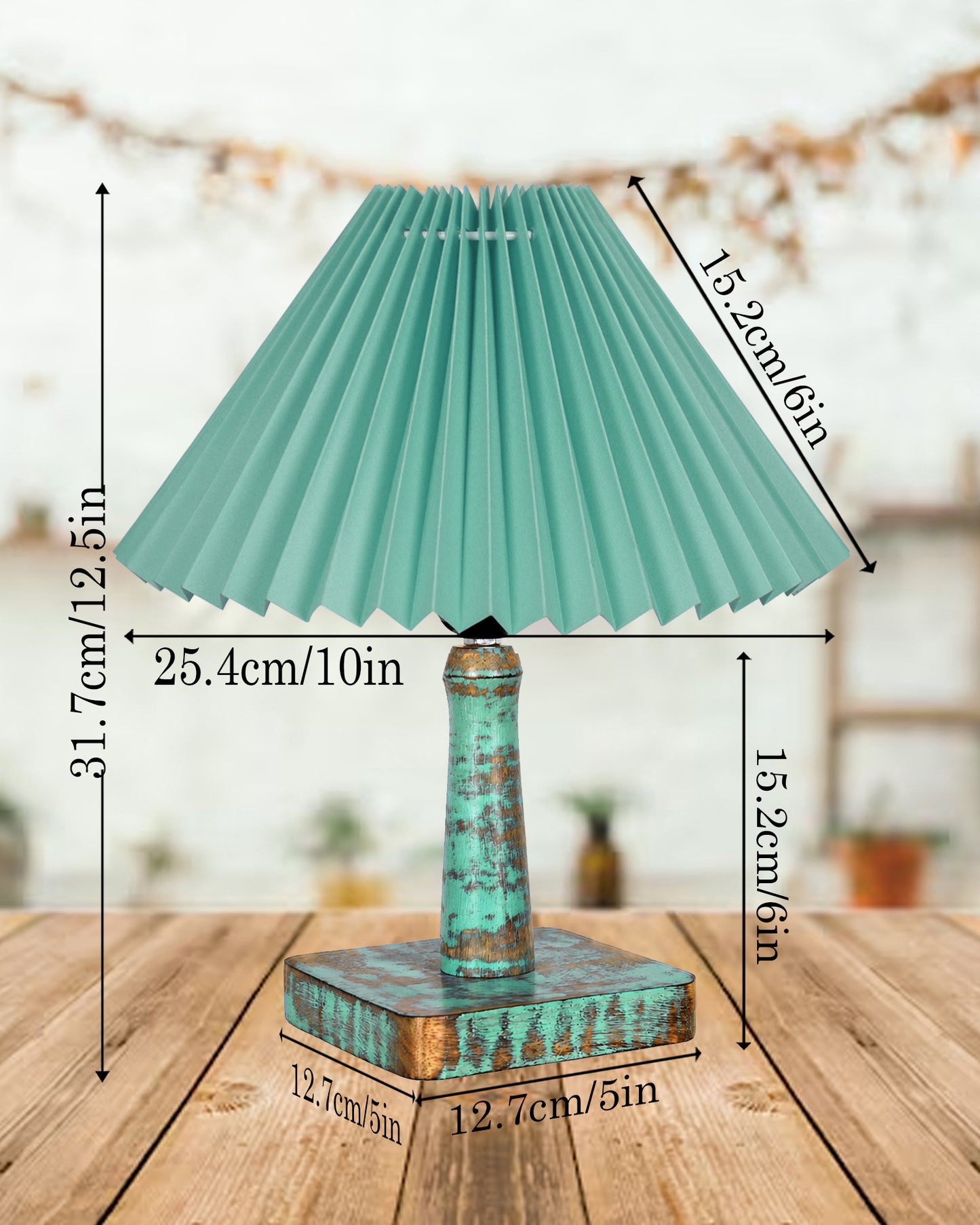 Kyoto Pleated Wooden Table Lamp for Bedroom, Bedside & Living Room | Nordic Aesthetic Ambient Light | Home Decorative Wooden Desk Lamp, (Pleated Shade)
