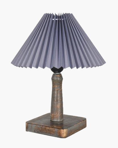 Kyoto Pleated Wooden Table Lamp for Bedroom, Bedside & Living Room | Nordic Aesthetic Ambient Light | Home Decorative Wooden Desk Lamp, (Pleated Shade)
