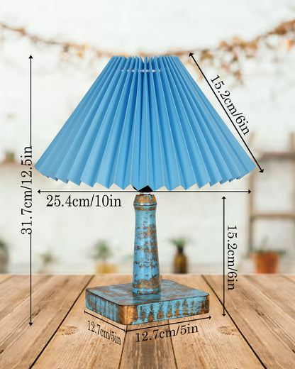Kyoto Pleated Wooden Table Lamp for Bedroom, Bedside & Living Room | Nordic Aesthetic Ambient Light | Home Decorative Wooden Desk Lamp, (Pleated Shade)