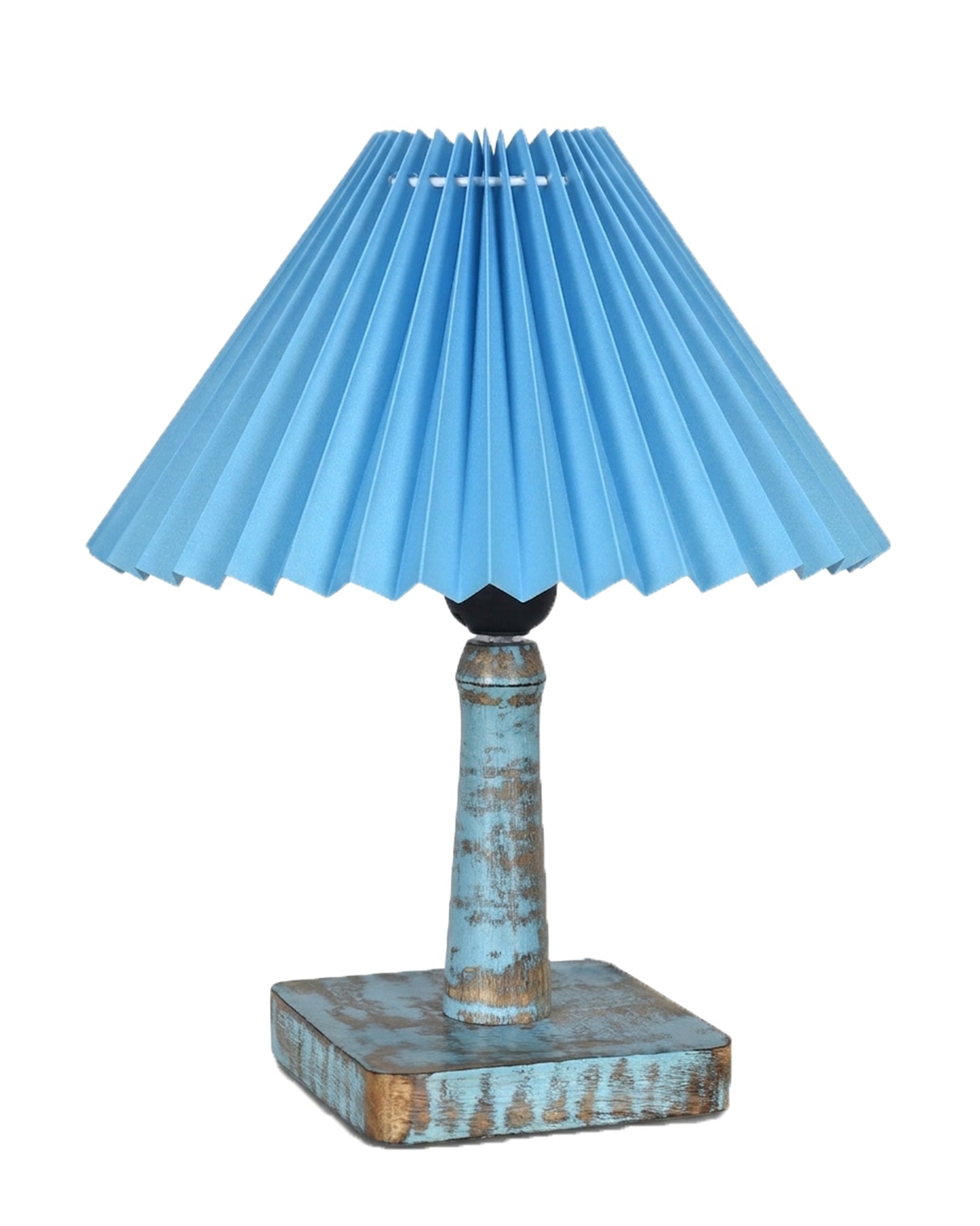 Kyoto Pleated Wooden Table Lamp for Bedroom, Bedside & Living Room | Nordic Aesthetic Ambient Light | Home Decorative Wooden Desk Lamp, (Pleated Shade)