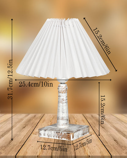 Kyoto Pleated Wooden Table Lamp for Bedroom, Bedside & Living Room | Nordic Aesthetic Ambient Light | Home Decorative Wooden Desk Lamp, (Pleated Shade)
