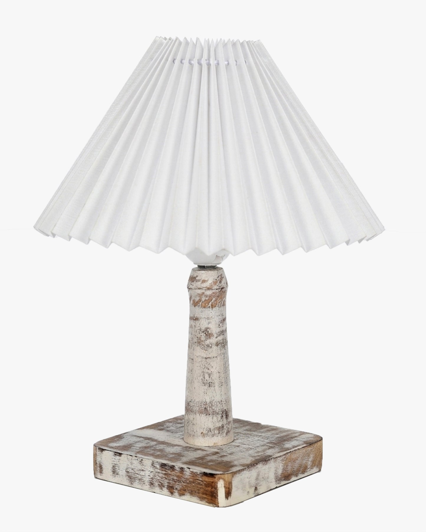 Kyoto Pleated Wooden Table Lamp for Bedroom, Bedside & Living Room | Nordic Aesthetic Ambient Light | Home Decorative Wooden Desk Lamp, (Pleated Shade)