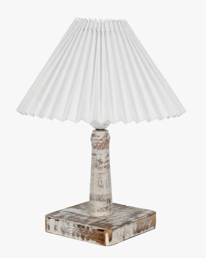 Kyoto Pleated Wooden Table Lamp for Bedroom, Bedside & Living Room | Nordic Aesthetic Ambient Light | Home Decorative Wooden Desk Lamp, (Pleated Shade)