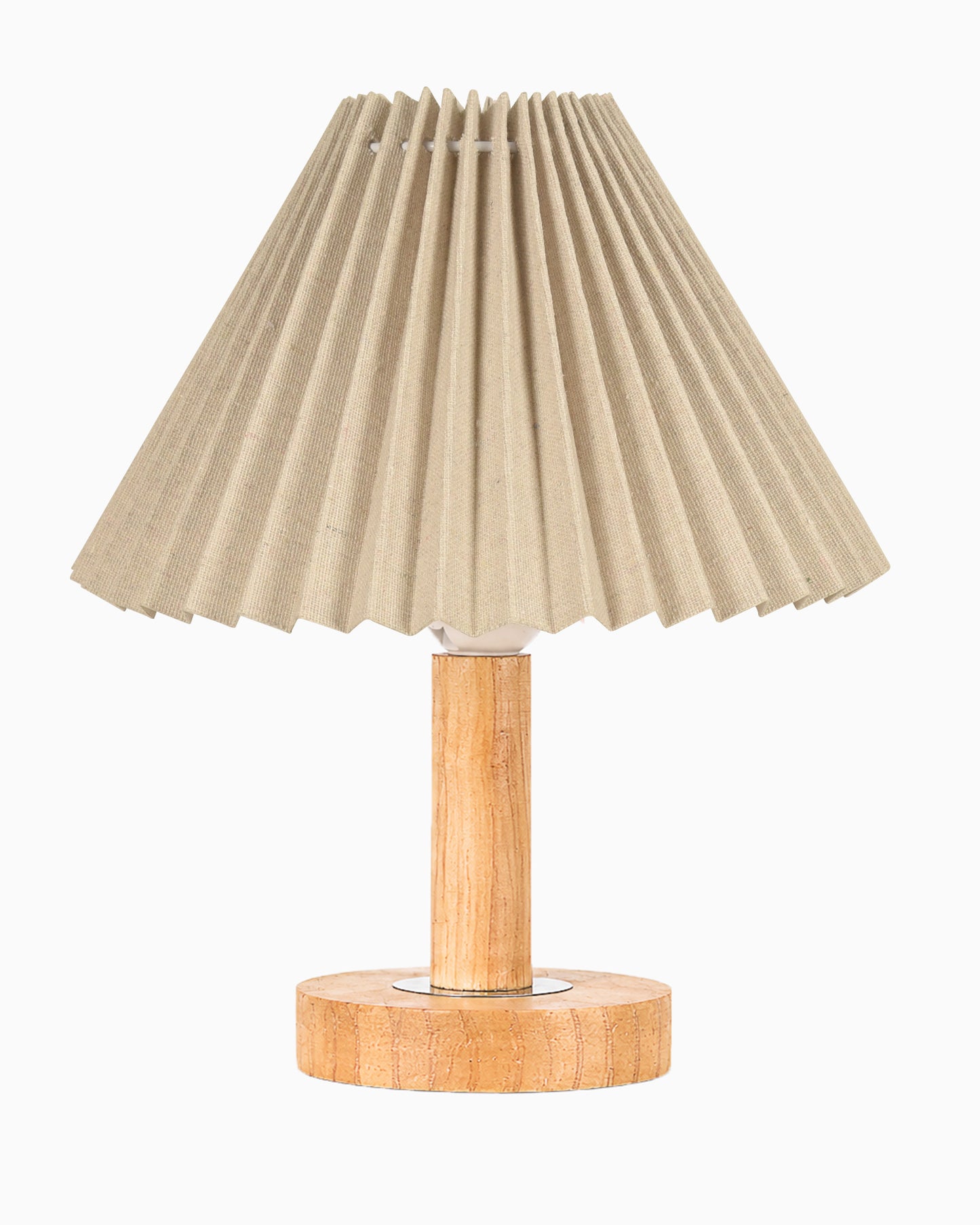 Small PineFold Wooden Table Lamp for Bedroom, Bedside & Living Room, Desk Lamps, Study Lamp | Rustic Korean Style Ambient Light Bedside Gift, (Pleated Shade)