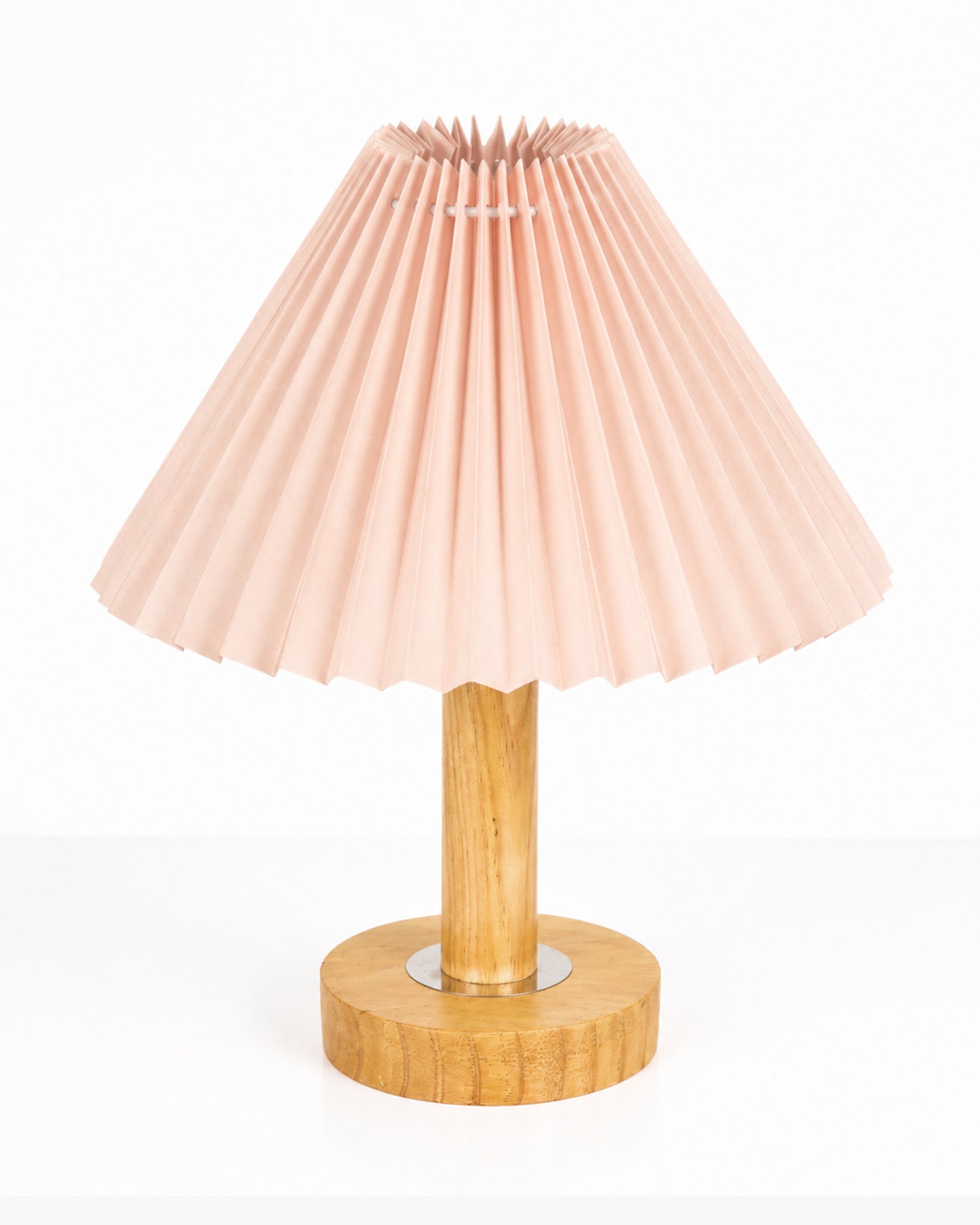 Small PineFold Wooden Table Lamp for Bedroom, Bedside & Living Room, Desk Lamps, Study Lamp | Rustic Korean Style Ambient Light Bedside Gift, (Pleated Shade)