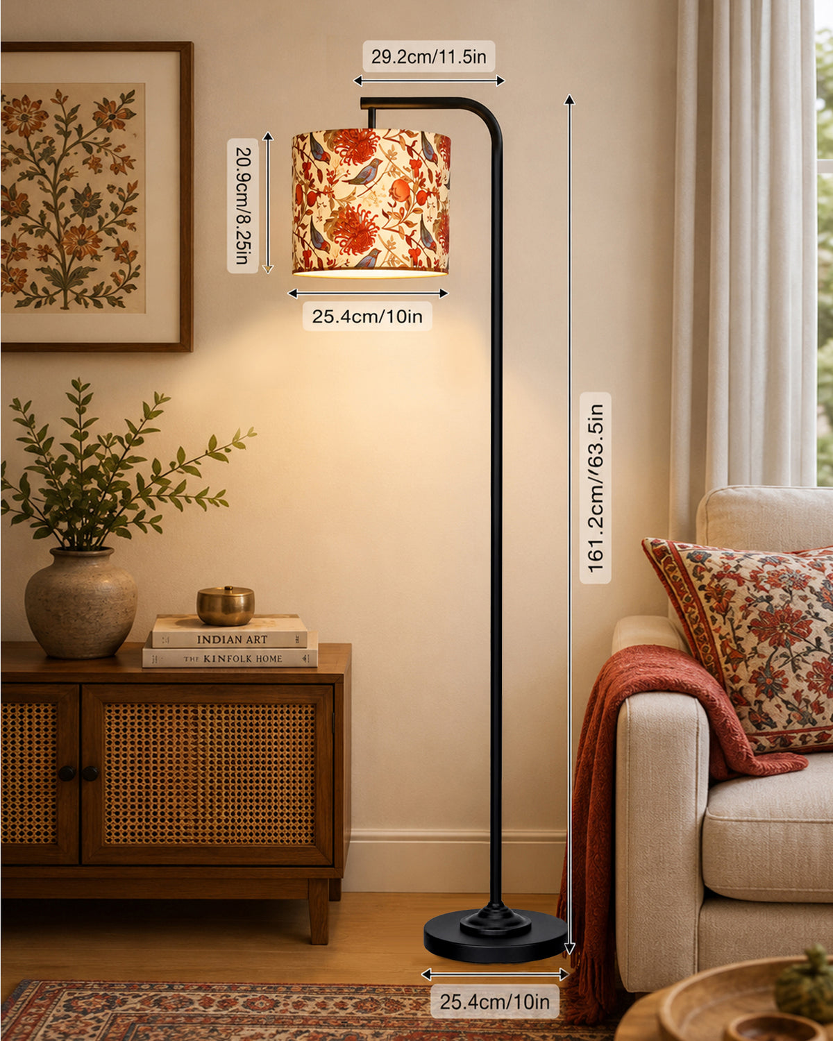 Homesake® Axis Floor Lamp for Living Room, Modern Standing Floor Lamp with Linen Fabric Shade & Black Metal Frame, Tall Reading Lamp for Bedroom, Corner, Office, Study Room & Home Decor