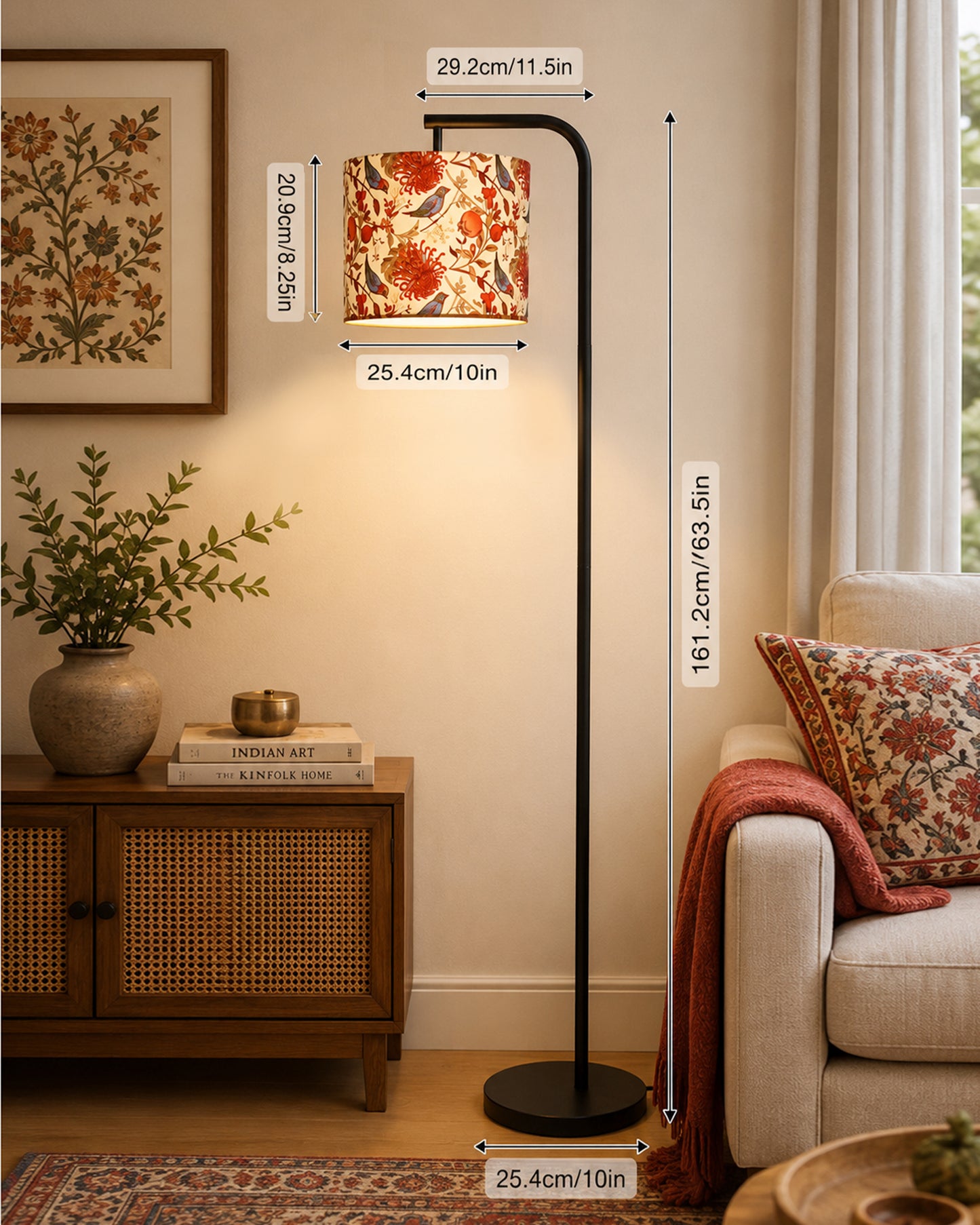Homesake® Axis Floor Lamp for Living Room, Modern Standing Floor Lamp with Linen Fabric Shade & Black Metal Frame, Tall Reading Lamp for Bedroom, Corner, Office, Study Room & Home Decor