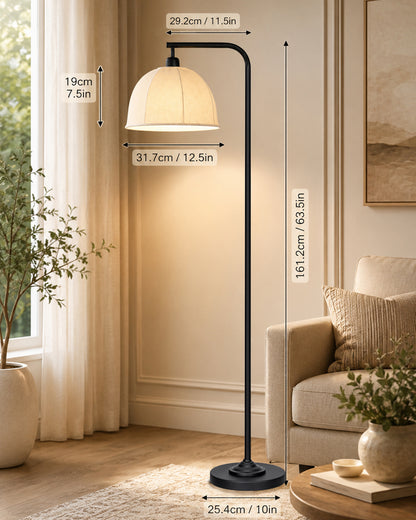 Homesake® Axis Floor Lamp for Living Room, Modern Standing Floor Lamp with Linen Fabric Shade & Black Metal Frame, Tall Reading Lamp for Bedroom, Corner, Office, Study Room & Home Decor