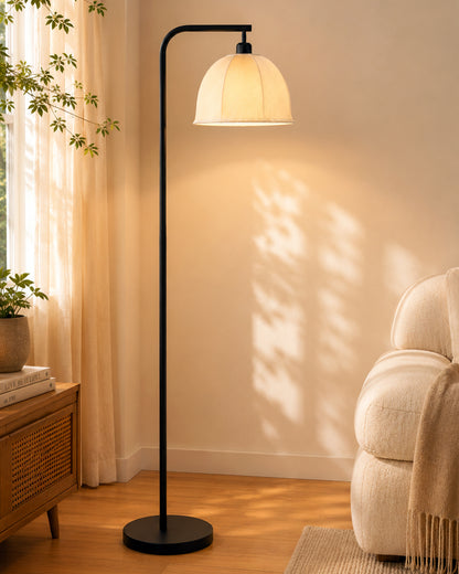 Homesake® Axis Floor Lamp for Living Room, Modern Standing Floor Lamp with Linen Fabric Shade & Black Metal Frame, Tall Reading Lamp for Bedroom, Corner, Office, Study Room & Home Decor