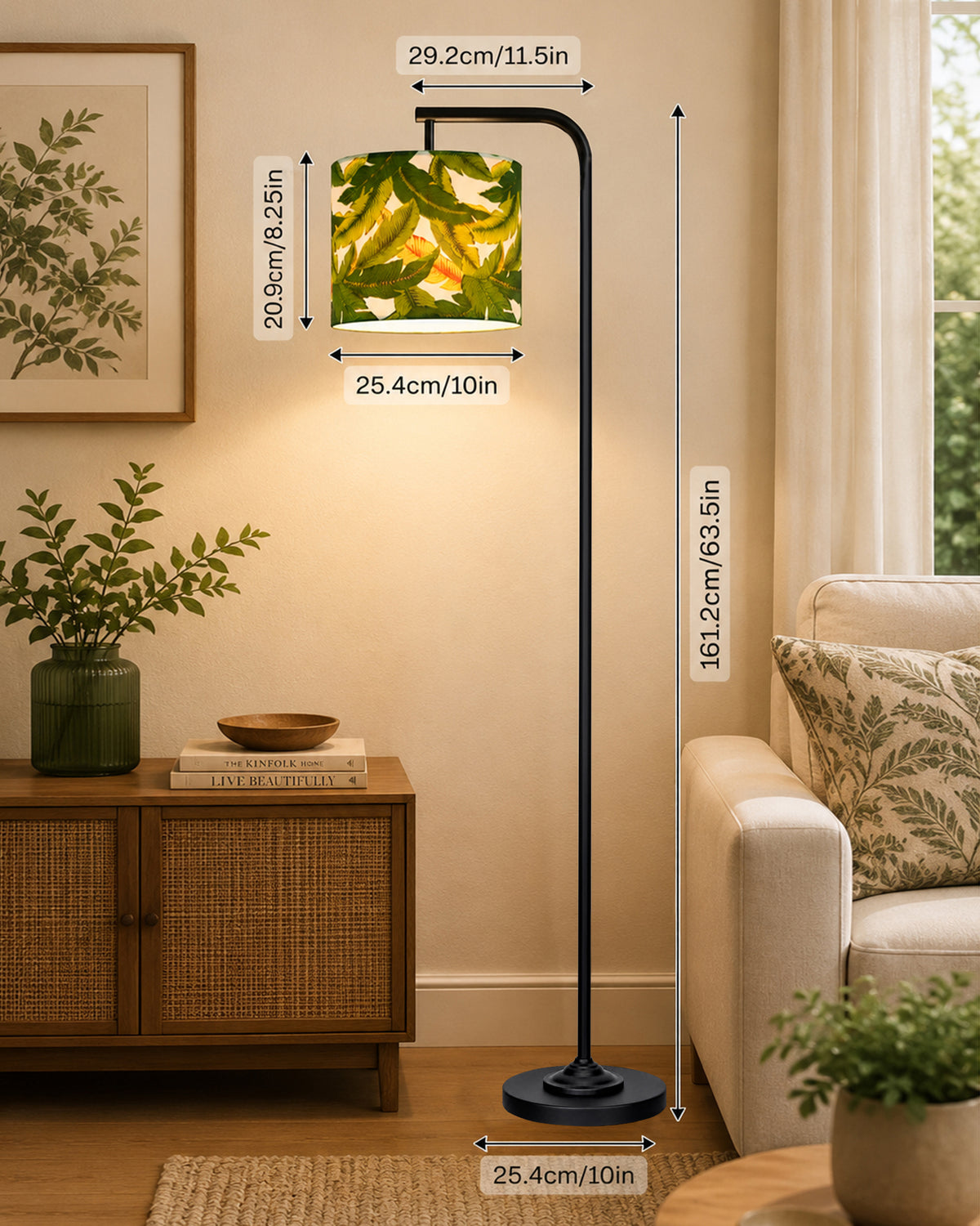 Homesake® Axis Floor Lamp for Living Room, Modern Standing Floor Lamp with Linen Fabric Shade & Black Metal Frame, Tall Reading Lamp for Bedroom, Corner, Office, Study Room & Home Decor