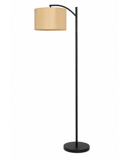 Homesake® ARC Floor Lamp for Living Room | Modern Standing Lamp with Linen Fabric Shade and Black Metal Frame | Decorative Reading Lamp for Bedroom, Corner, Office & Home Decor, Fabric Shade