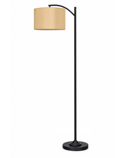 Homesake® ARC Floor Lamp for Living Room | Modern Standing Lamp with Linen Fabric Shade and Black Metal Frame | Decorative Reading Lamp for Bedroom, Corner, Office & Home Decor, Fabric Shade