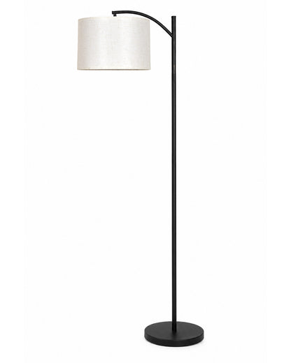 Homesake® ARC Floor Lamp for Living Room | Modern Standing Lamp with Linen Fabric Shade and Black Metal Frame | Decorative Reading Lamp for Bedroom, Corner, Office & Home Decor, Fabric Shade