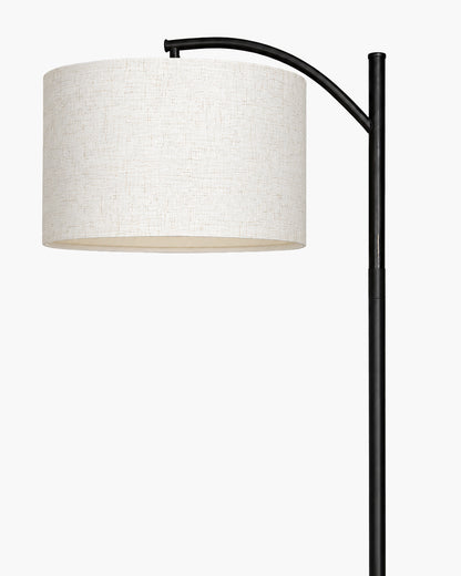 Homesake® ARC Floor Lamp for Living Room | Modern Standing Lamp with Linen Fabric Shade and Black Metal Frame | Decorative Reading Lamp for Bedroom, Corner, Office & Home Decor, Fabric Shade