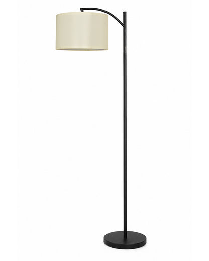 Homesake® ARC Floor Lamp for Living Room | Modern Standing Lamp with Linen Fabric Shade and Black Metal Frame | Decorative Reading Lamp for Bedroom, Corner, Office & Home Decor, Fabric Shade