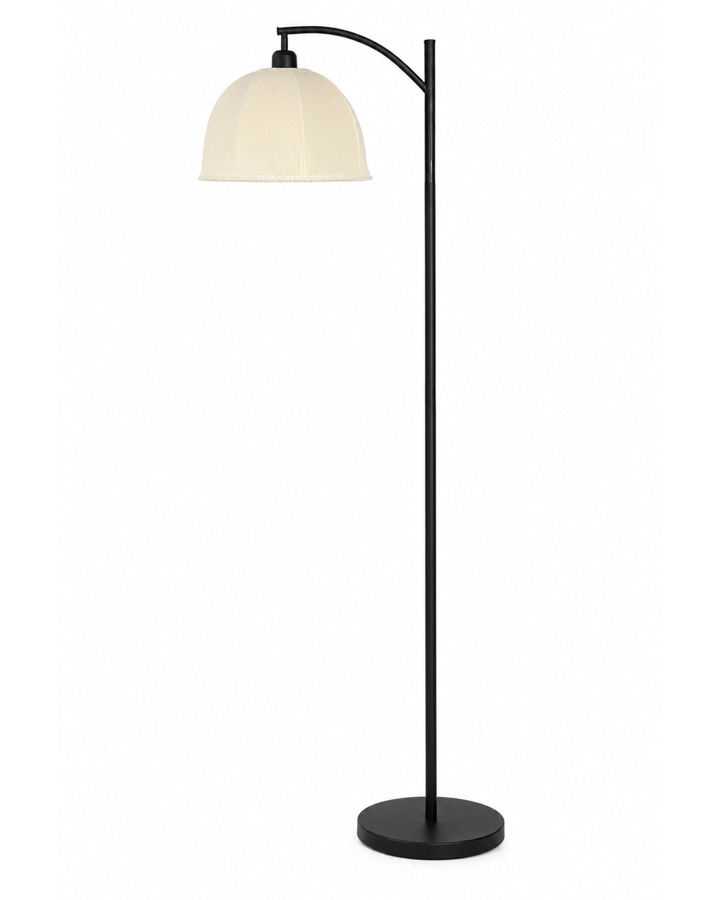 Homesake® ARC Floor Lamp for Living Room | Modern Standing Lamp with Linen Fabric Shade and Black Metal Frame | Decorative Reading Lamp for Bedroom, Corner, Office & Home Decor, Fabric Shade