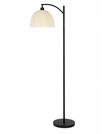 Homesake® ARC Floor Lamp for Living Room | Modern Standing Lamp with Linen Fabric Shade and Black Metal Frame | Decorative Reading Lamp for Bedroom, Corner, Office & Home Decor, Fabric Shade