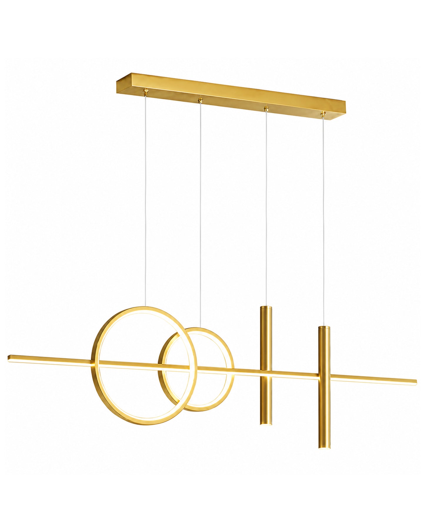 Homesake® Luxury 3 Ring LED Pendant Chandelier | Modern Gold Hanging Ceiling Light with Adjustable Cables | Decorative Light Fixture for Living Room, Dining Room, Foyer & Bedroom
