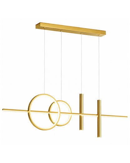 Homesake® Luxury 3 Ring LED Pendant Chandelier | Modern Gold Hanging Ceiling Light with Adjustable Cables | Decorative Light Fixture for Living Room, Dining Room, Foyer & Bedroom
