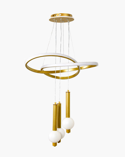 Homesake® Luxury 3 Ring LED Pendant Chandelier | Modern Gold Hanging Ceiling Light with Adjustable Cables | Decorative Light Fixture for Living Room, Dining Room, Foyer & Bedroom
