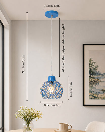 Homesake® Crystal Dual Half Globe Pendant Light, Black Metal Chandelier with Crystal Accents, Modern Hanging Ceiling Light Fixture for Living Room, Dining Room, Bedroom, Foyer & Hallway