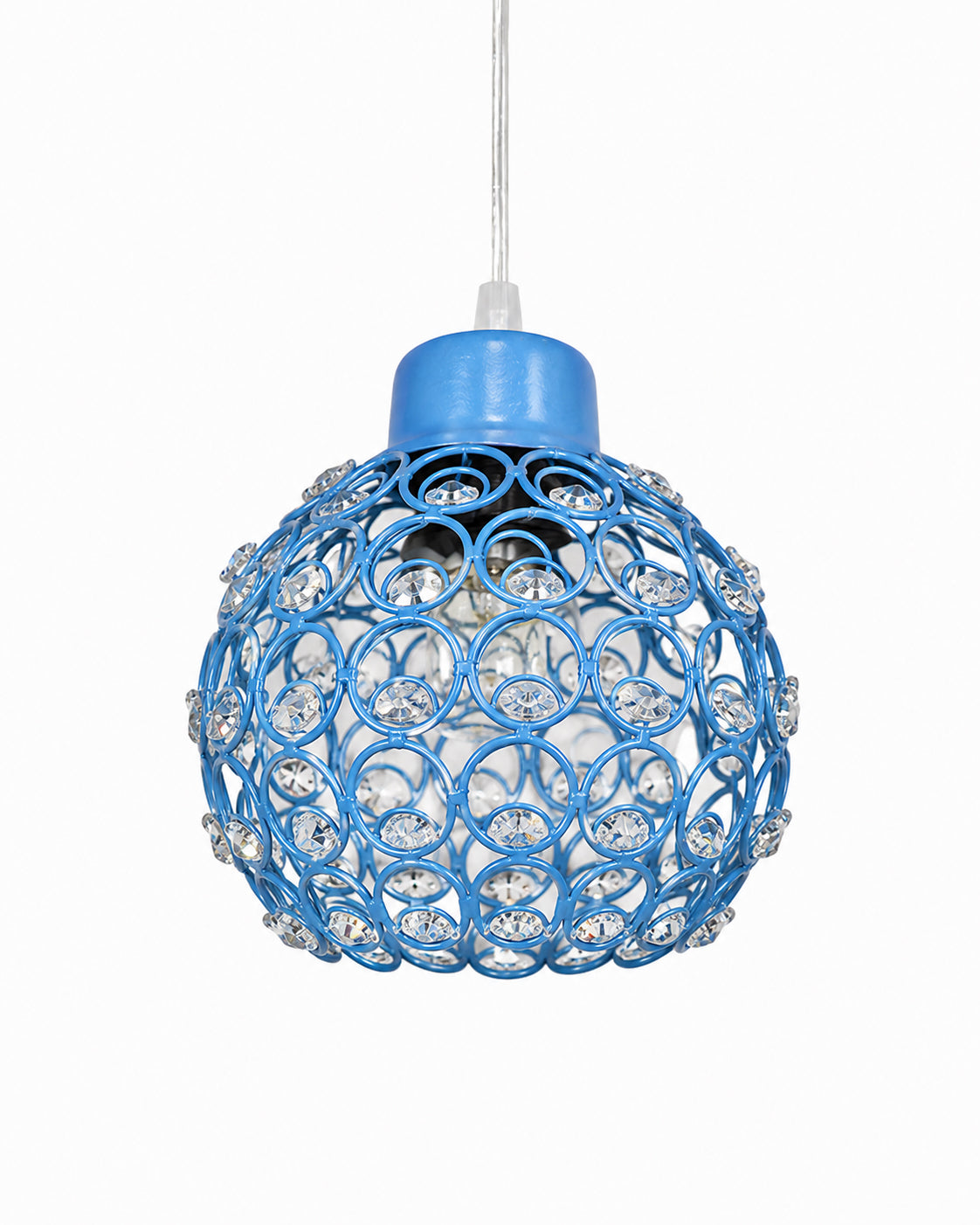 Homesake® Crystal Dual Half Globe Pendant Light, Black Metal Chandelier with Crystal Accents, Modern Hanging Ceiling Light Fixture for Living Room, Dining Room, Bedroom, Foyer & Hallway