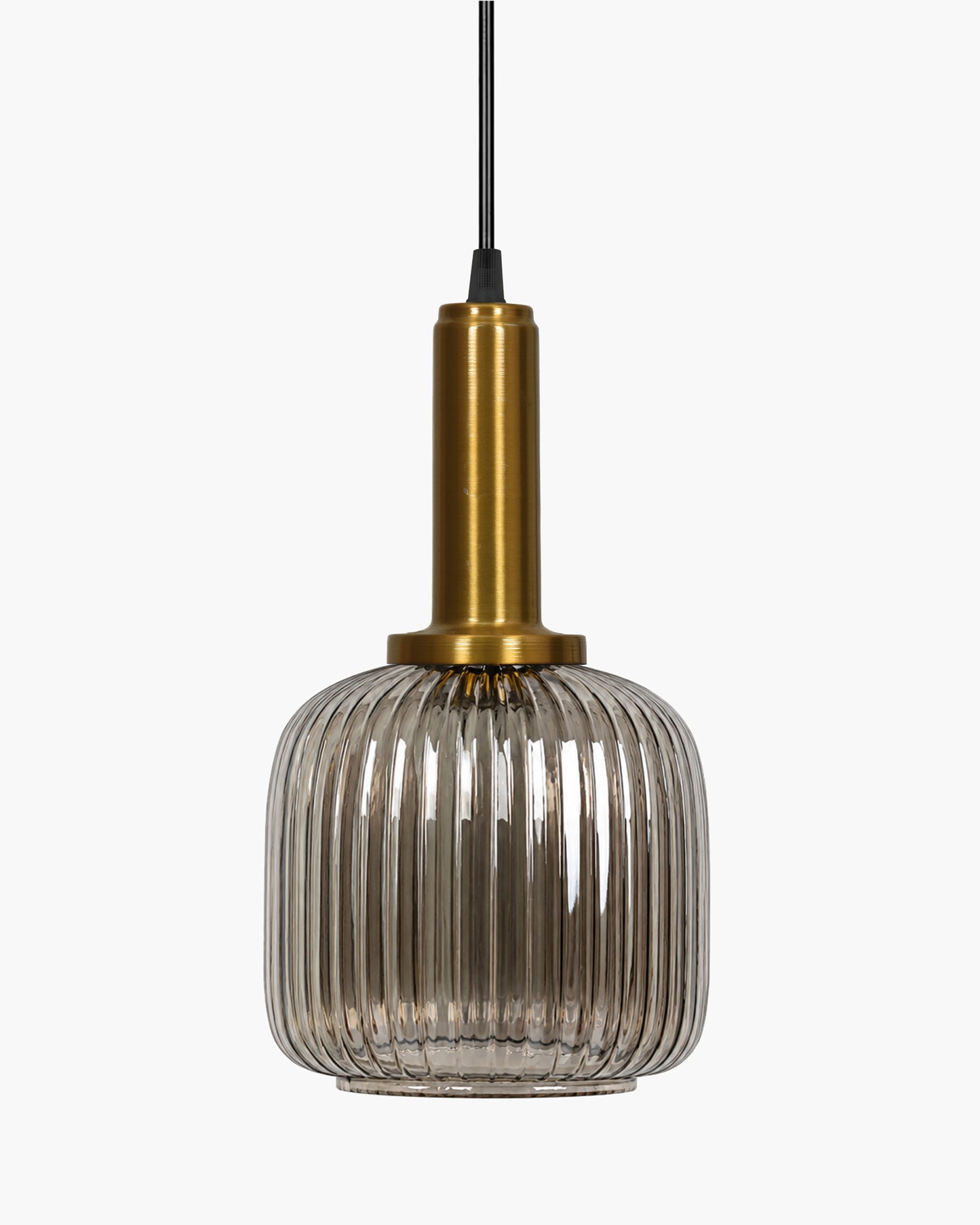 Homesake® Modern Ribbed Glass Pendant Light | Antique Brass Hanging Ceiling Lamp | Decorative Fluted Glass Light Fixture for Kitchen Island, Dining Room, Living Room & Hallway