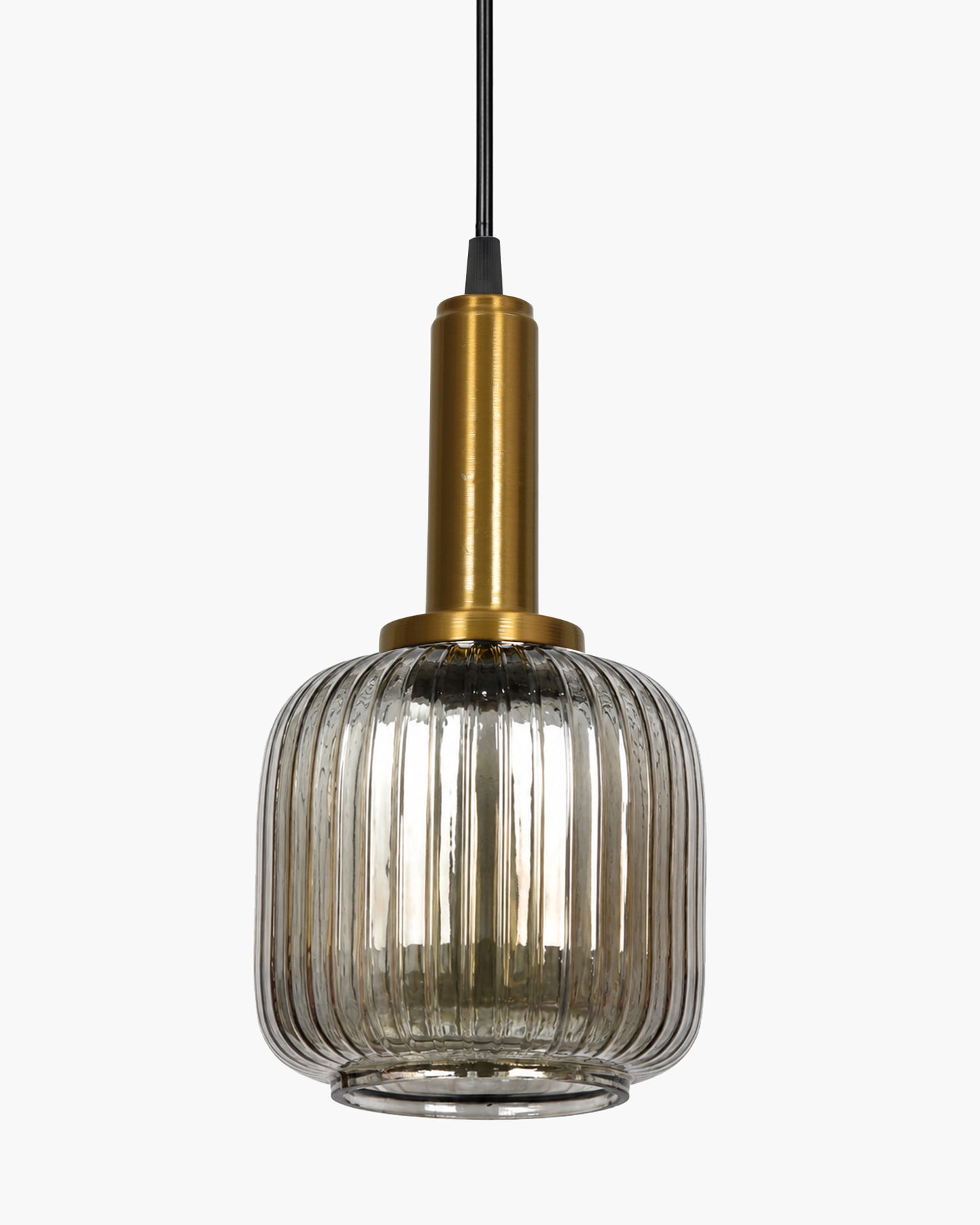 Homesake® Modern Ribbed Glass Pendant Light | Antique Brass Hanging Ceiling Lamp | Decorative Fluted Glass Light Fixture for Kitchen Island, Dining Room, Living Room & Hallway